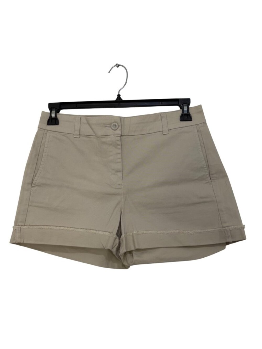 J.Crew Women’s Beige Cotton-Blend Cuffed Shorts Size 4 With Frayed Hem Details